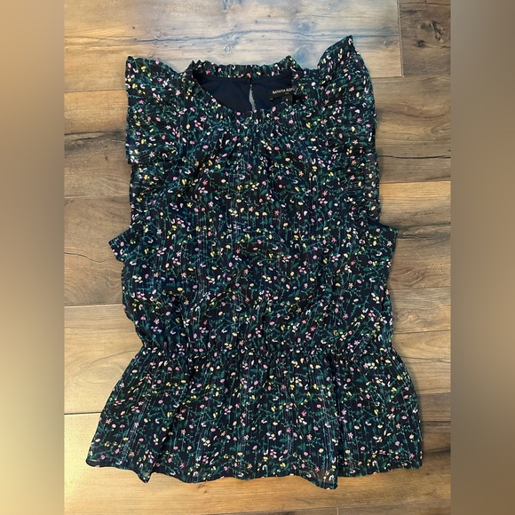 Banana Republic Flutter Sleeve Smocked Floral Blouse Top Women’s Small - Picture 1 of 7